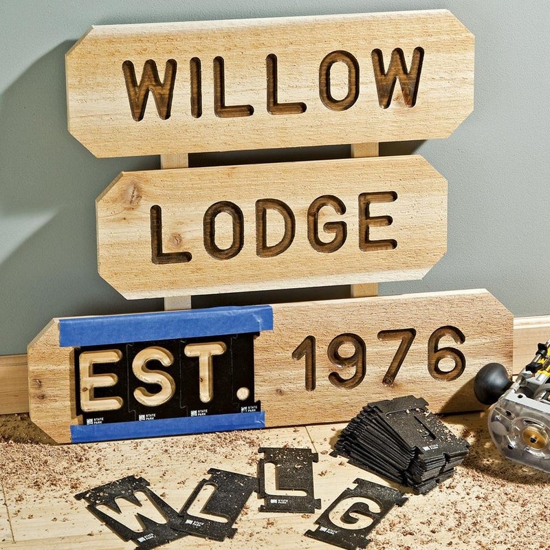Rockler Router Letter Template Set (3-3/8â€ - 99 Pieces) â€“ State Park Font Letter Router Template â€“ Interlocking Sign Making Templates w/Letters, Numbers, Symbols - Interlock Signmaker's Templates - Image 3